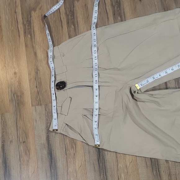 FASHION NOVA Tan High Waist Tortoise Button Wide Leg Pants - Picture 9 of 14